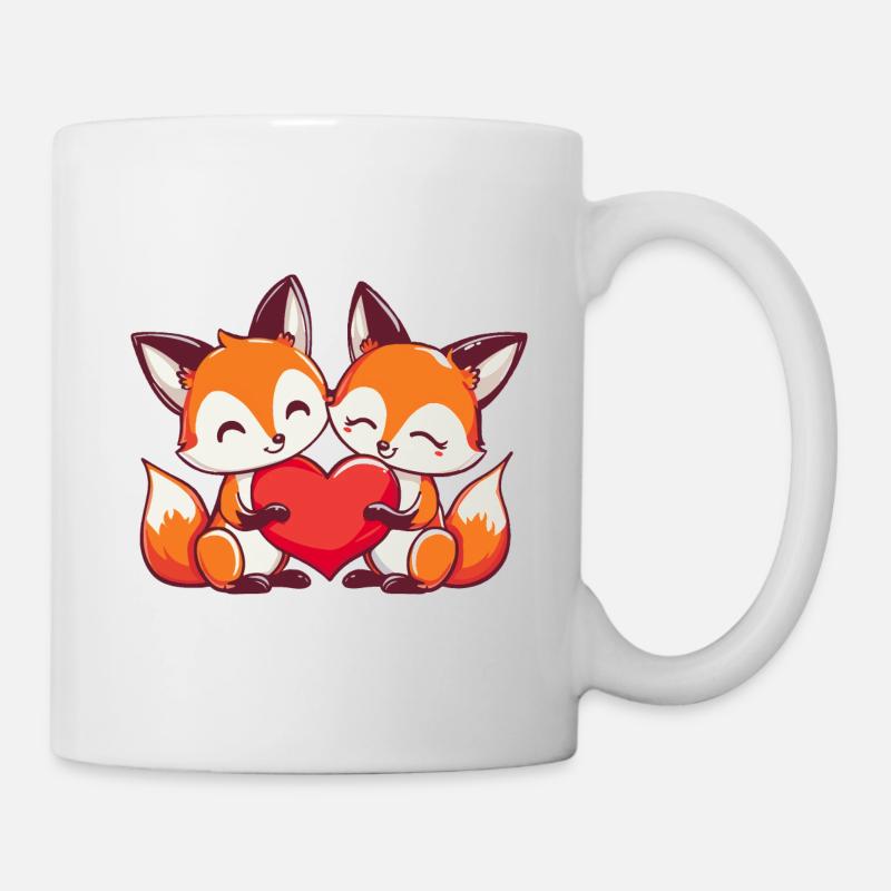 Fuchs Paar Verliebt Tier Valentinstag - Tasse - Weiß