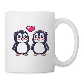 Pinguin Comic Paar Liebe - Tasse - Weiß - Rechts