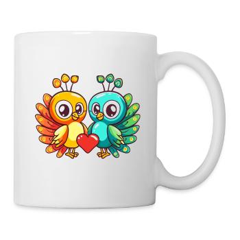 Couple D’oiseau Paon Amoureux Animaux Saint Valentin - Mug blanc - blanc - Droite