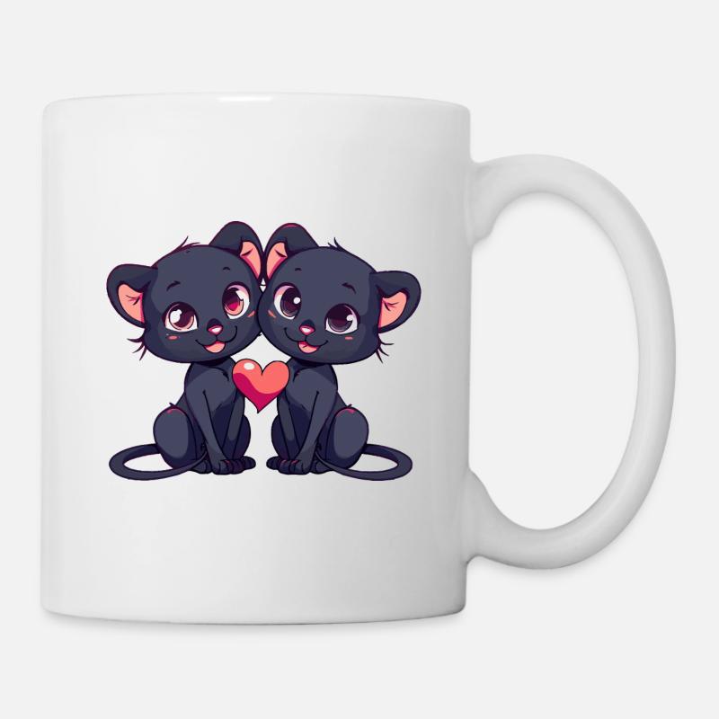 Couple de panthères amoureux de la Saint-Valentin - Mug blanc - blanc
