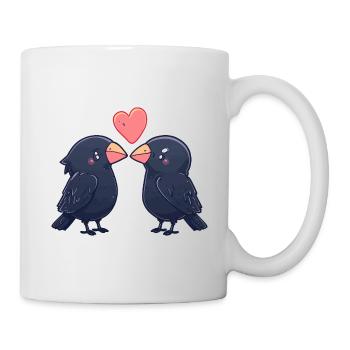 Rabe Paar Krähe Verliebt Tiere Valentinstag - Tasse - Weiß - Rechts