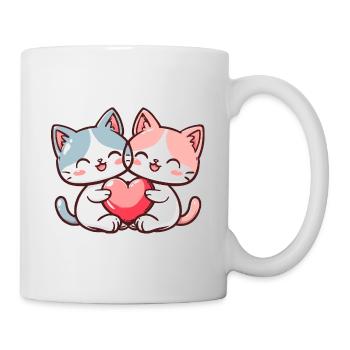 Katze Paar Liebe Couple Verliebt - Tasse - Weiß - Rechts