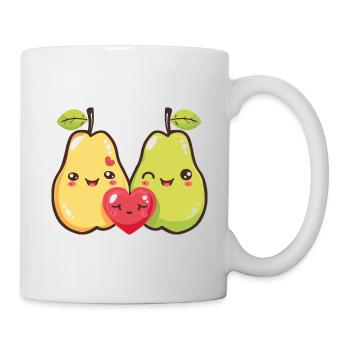Birne Paar Liebe Herz Valentinstag - Tasse - Weiß - Rechts