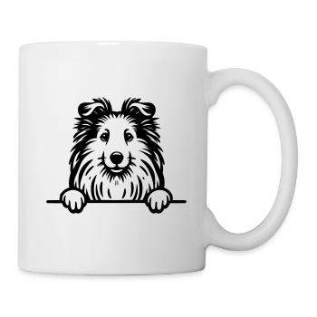 Peeking Sheltie - Shetland Sheepdog Vektor - Tasse - Weiß - Rechts