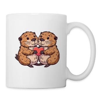 Castor Couple Amour Couple Amoureux - Mug blanc - blanc - Droite