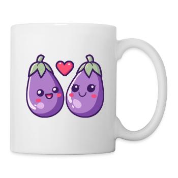 Aubergine Couple Amour Coeur Drôle - Mug blanc - blanc - Droite