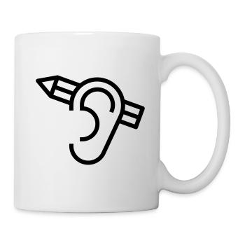 Bleistift hinter Ohr. Kreativität Symbol - Tasse - Weiß - Rechts