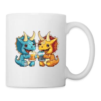 Dinosaurier triceratops Bier Saufen - Tasse - Weiß - Rechts
