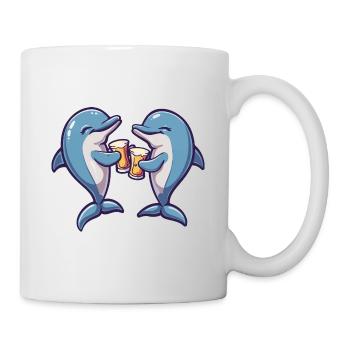 Fête drôle de bière de dauphin - Mug blanc - blanc - Droite