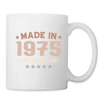 Hergestellt im Jahr 1975 Jahrgang 1975 Jubiläumsgeschenk - Tasse - Weiß - Rechts