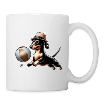 Dackel beim Ball spielen - Tasse - Weiß - Rechts