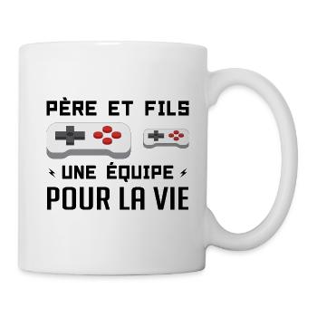 Vater und Sohn Ein Team fürs Leben - Papa Geschenk - Tasse - Weiß - Rechts
