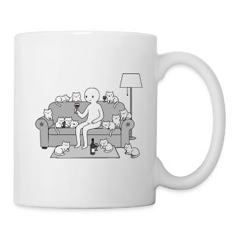 Katzen und Wein - Tasse - Weiß - Rechts
