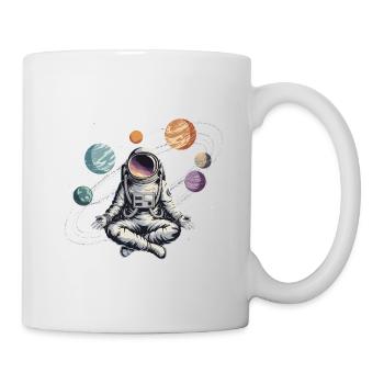 Astronaut Yoga Meditation Weltraum Planeten Umlaufbahn - Tasse - Weiß - Rechts