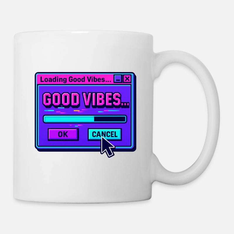 Gute Stimmung beim Laden digitaler Kunst - Tasse - Weiß