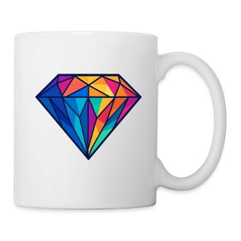 Geometrischer Diamant | Bunt / Regenbogen Design - Tasse - Weiß - Rechts