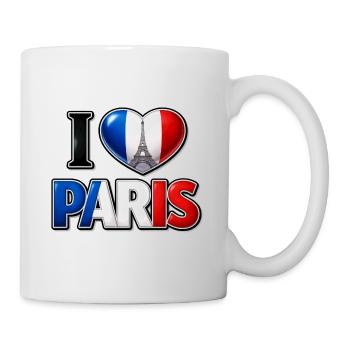 I Love Paris – Tricolor Heart and Eiffel Tower - Mug - white - Right