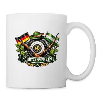 Schützenverein Emblem Zielscheibe - Tasse - Weiß - Rechts