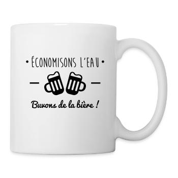 économisons l'eau buvons de la bière - Mug blanc - blanc - Droite