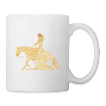 Westernreiten Reining Reiter Pferdeliebe Geschenk - Tasse - Weiß - Rechts