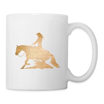 Westernreiten Reining Reiter Pferdeliebe Geschenk - Tasse - Weiß - Rechts