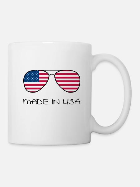 Made in USA Amerika Stars and Stripes Sonnenbrille - Tasse - Weiß