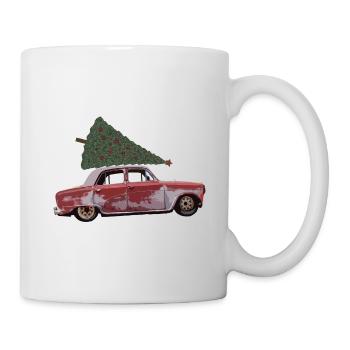 Classic car with fir tree - Mug - white - Right