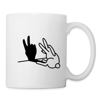 Kaninchen Schatten Hand Zwei 2 Jahre Geburtstag V - Tasse - Weiß - Rechts