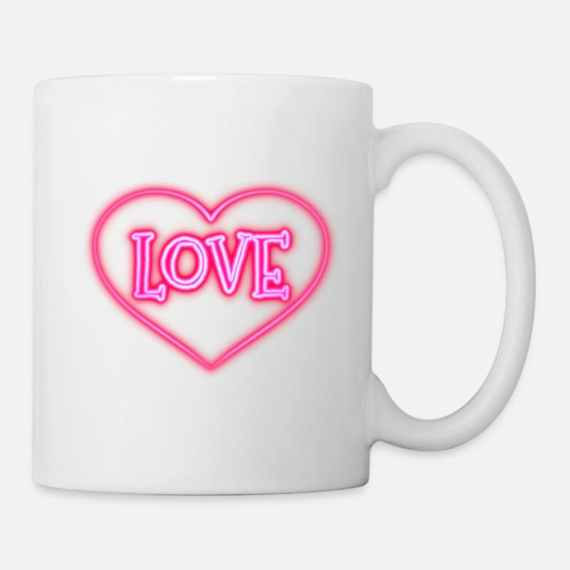 Neon Liebesherz - Tasse - Weiß