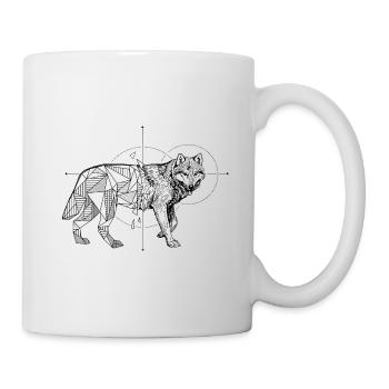 Wolf geometrisch - Tasse - Weiß - Rechts