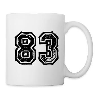 83 Nombre de maillot - Mug blanc - blanc - Droite