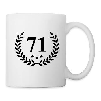 71 Zahl Kranz - Tasse - Weiß - Rechts