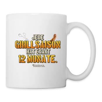 Grillspruch "12 Monate Grillsaison" - Tasse - Weiß - Rechts