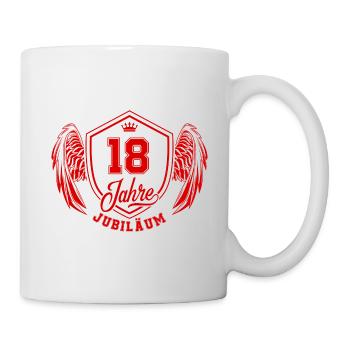 18 Zahl Wappen - Tasse - Weiß - Rechts