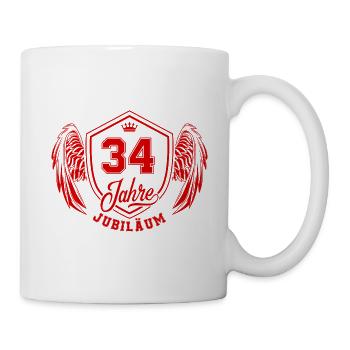 34 Zahl Wappen - Tasse - Weiß - Rechts