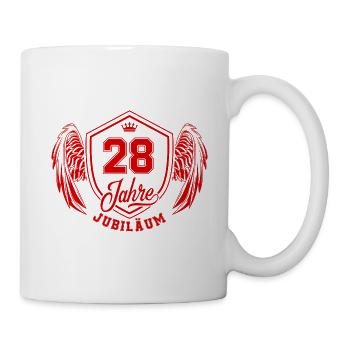 28 Zahl Wappen - Tasse - Weiß - Rechts