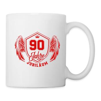 90 Zahl Wappen - Tasse - Weiß - Rechts