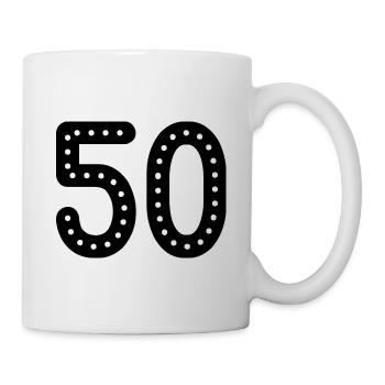 50 JAHRE. 50-jähriges JUBILÄUM. JUBILÄUM 50 JAHRE. 50 - Tasse - Weiß - Rechts