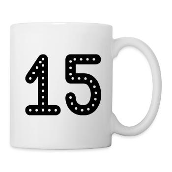 15 JAHRE. 15-jähriges JUBILÄUM. GEBURTSTAG 15 JAHRE. 15 - Tasse - Weiß - Rechts