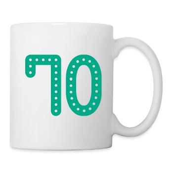 70 JAHRE. 70-jähriges JUBILÄUM. JUBILÄUM 70 JAHRE. 70 - Tasse - Weiß - Rechts