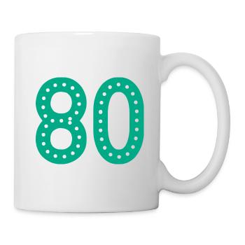 80 JAHRE. 80-jähriges JUBILÄUM. JUBILÄUM 80 JAHRE.80 - Tasse - Weiß - Rechts
