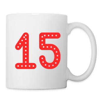 15 JAHRE. 15-jähriges JUBILÄUM. GEBURTSTAG 15 JAHRE. 15 - Tasse - Weiß - Rechts
