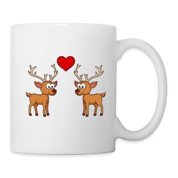 Hirsch Comic Paar Liebe - Tasse - Weiß - Rechts