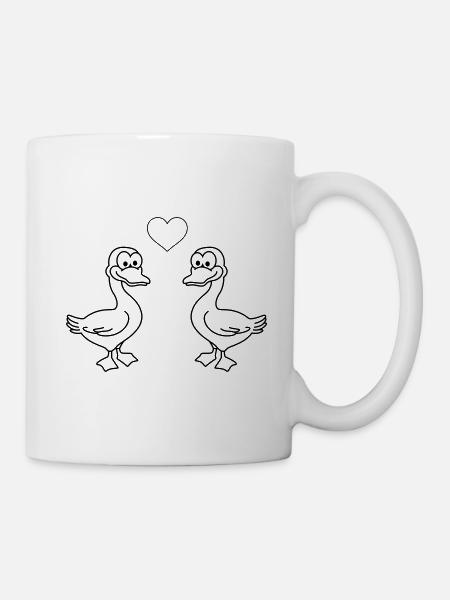 Gans Comic Paar Liebe - Tasse - Weiß