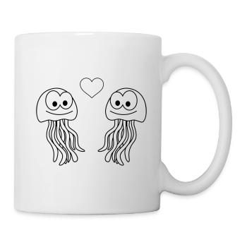 Jellyfish Comic Couple amour - Mug blanc - blanc - Droite