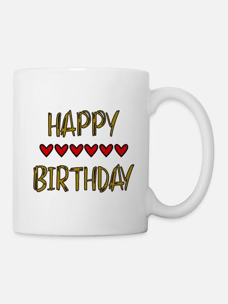 ANNIVERSAIRE. HAPPY BIRTHDAY. JOYEUX ANNIVERSAIRE. - Mug blanc - blanc