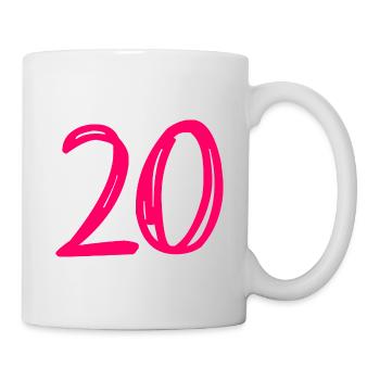 20 JAHRE. 20-JÄHRIGES JUBILÄUM. GEBURTSTAG 20 JAHRE. 20 - Tasse - Weiß - Rechts