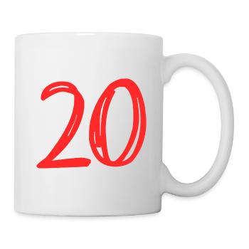 20 JAHRE. 20-JÄHRIGES JUBILÄUM. GEBURTSTAG 20 JAHRE. 20 - Tasse - Weiß - Rechts