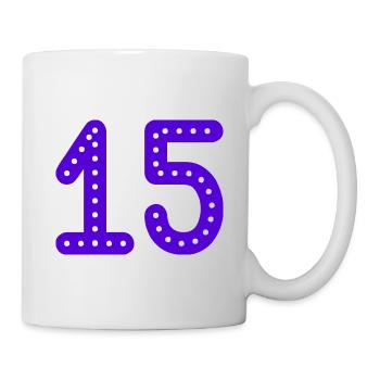 15 JAHRE. 15-jähriges Jubiläum. GEBURTSTAG 15 JAHRE. 15 - Tasse - Weiß - Rechts