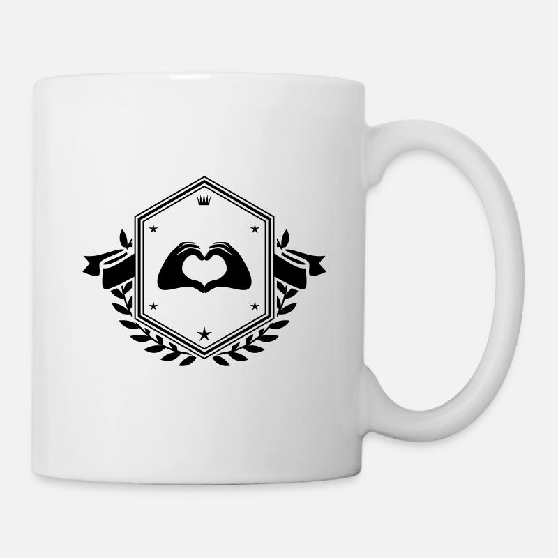 Hände Herz Wappen - Tasse - Weiß
